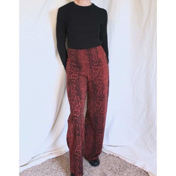 Boohoo Orange/Coral Snakeskin Palazzo Pants - Picture 1 of 5